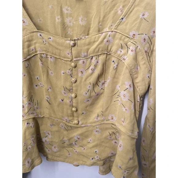 American Eagle Women's Floral Cottagecore Cropped Peasant Top Blouse Size XXS - Picture 2 of 5